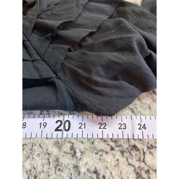 Bleu Bayou Black Cold Shoulder Sheer Blouse Size L Asymmetrical Hem - Picture 6 of 8